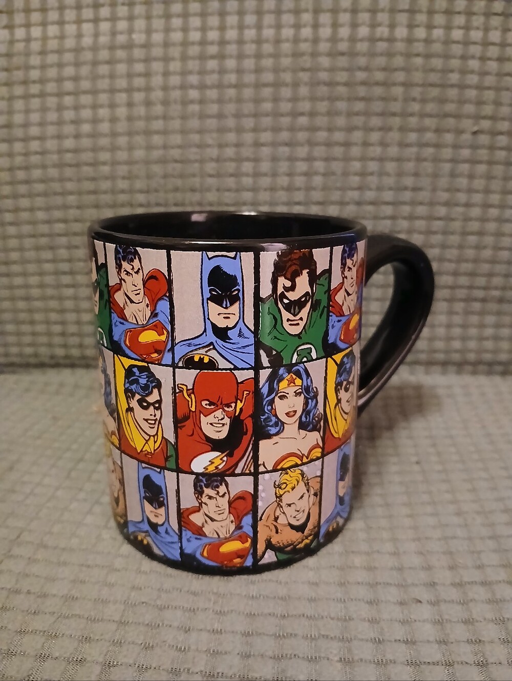 DC Comics Superhero Mosaic Black Ceramic Coffee Mug - Multicolor (081126B)